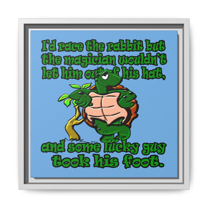 turtle race - framed canvas art (light blue)