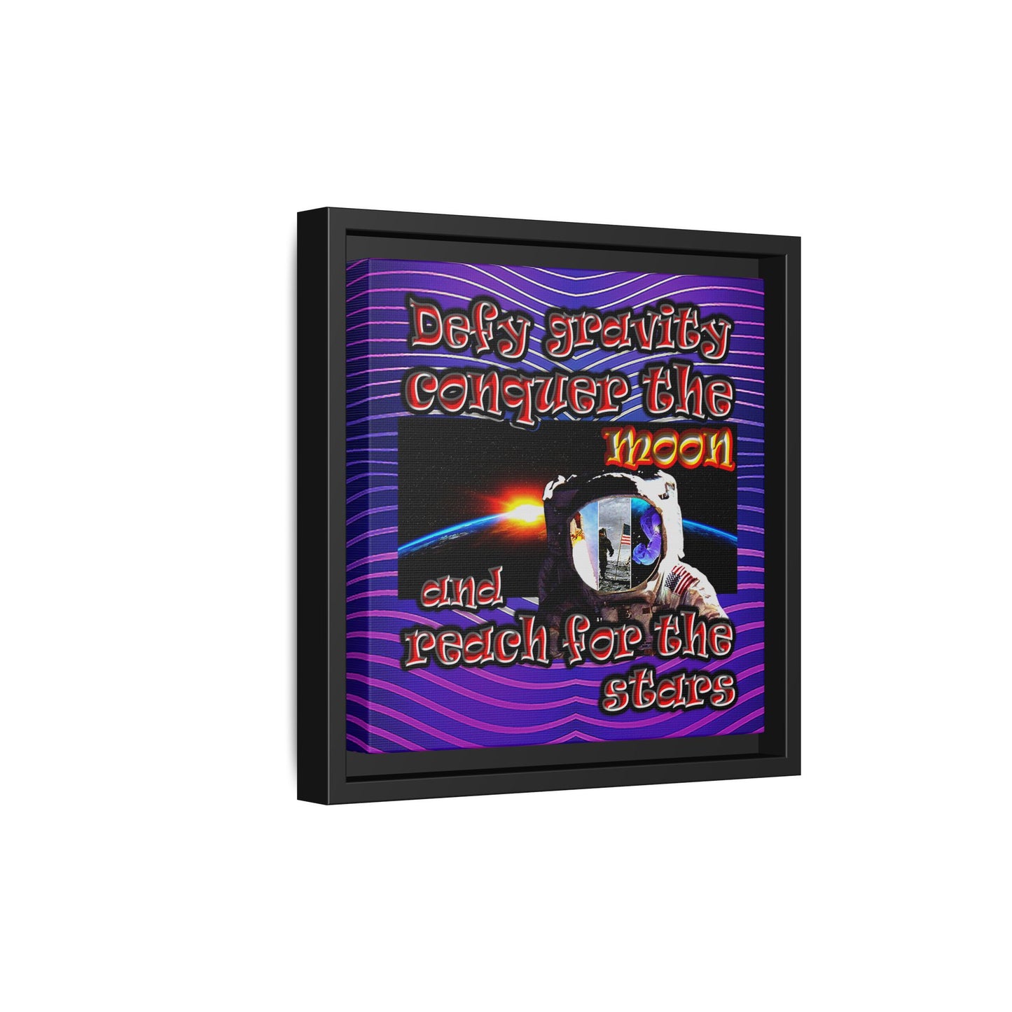 defy conquer reach - framed canvas art (purple wave)