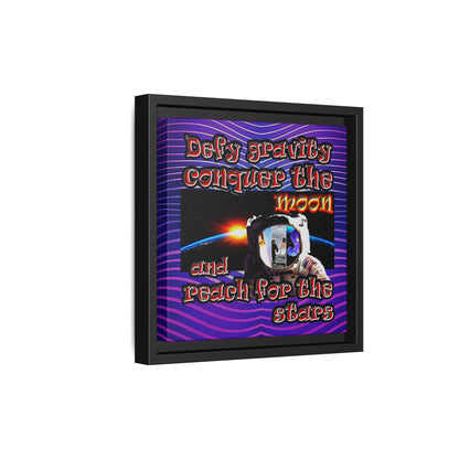 defy conquer reach - framed canvas art (purple wave)