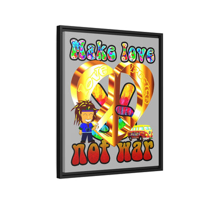 love peace - framed canvas art (light grey)