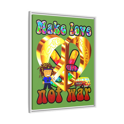 love peace - framed canvas art (green)
