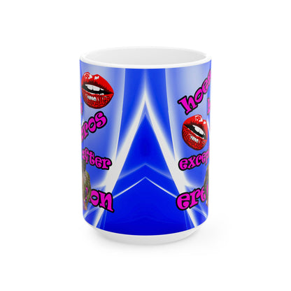 hoes b4 bros - White Mug (blue-white wave)