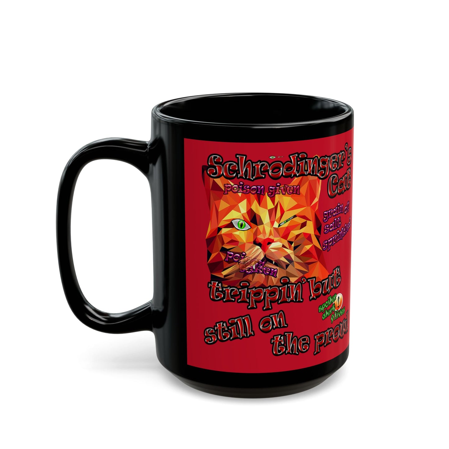 schrodinger's cat - Black Mug (dark red)