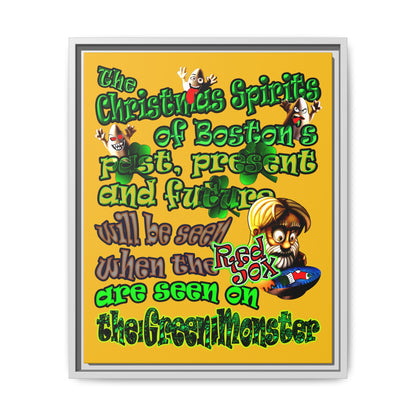 christmas spirits of boston - framed canvas art (yellow)