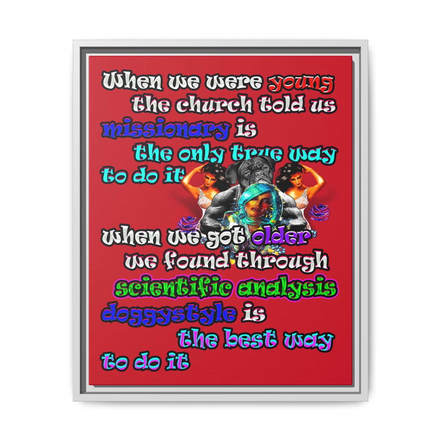 doggystyle - framed canvas art (dark red)