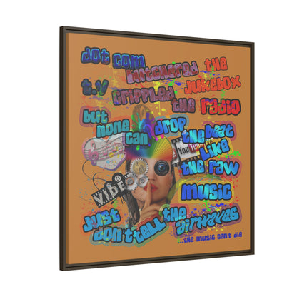 drop the beat - framed canvas art (light brown)