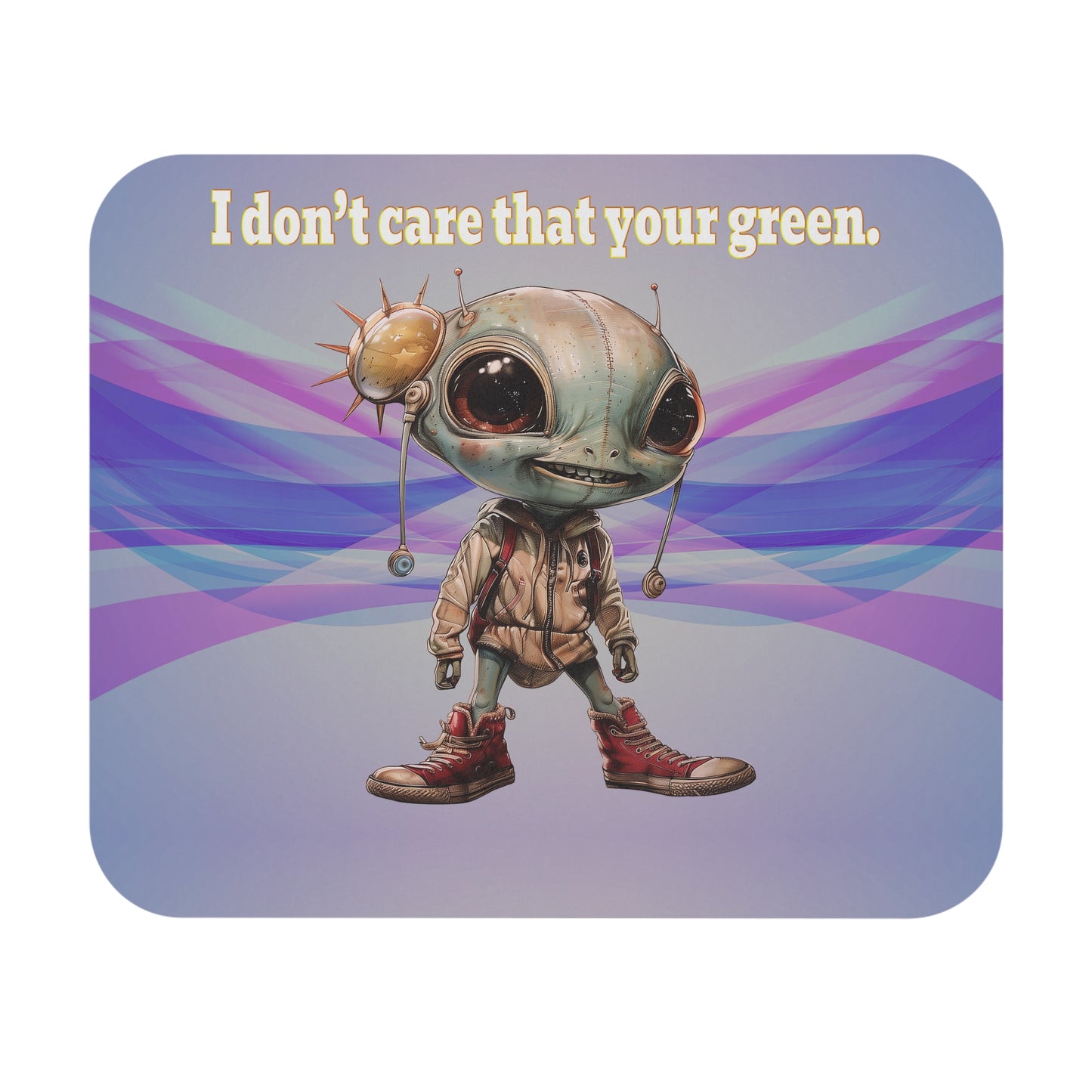I don't care that your green - Mouse Pad (Rectangle) (light blue-pink wave)