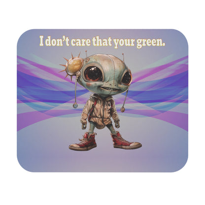 I don't care that your green - Mouse Pad (Rectangle) (light blue-pink wave)