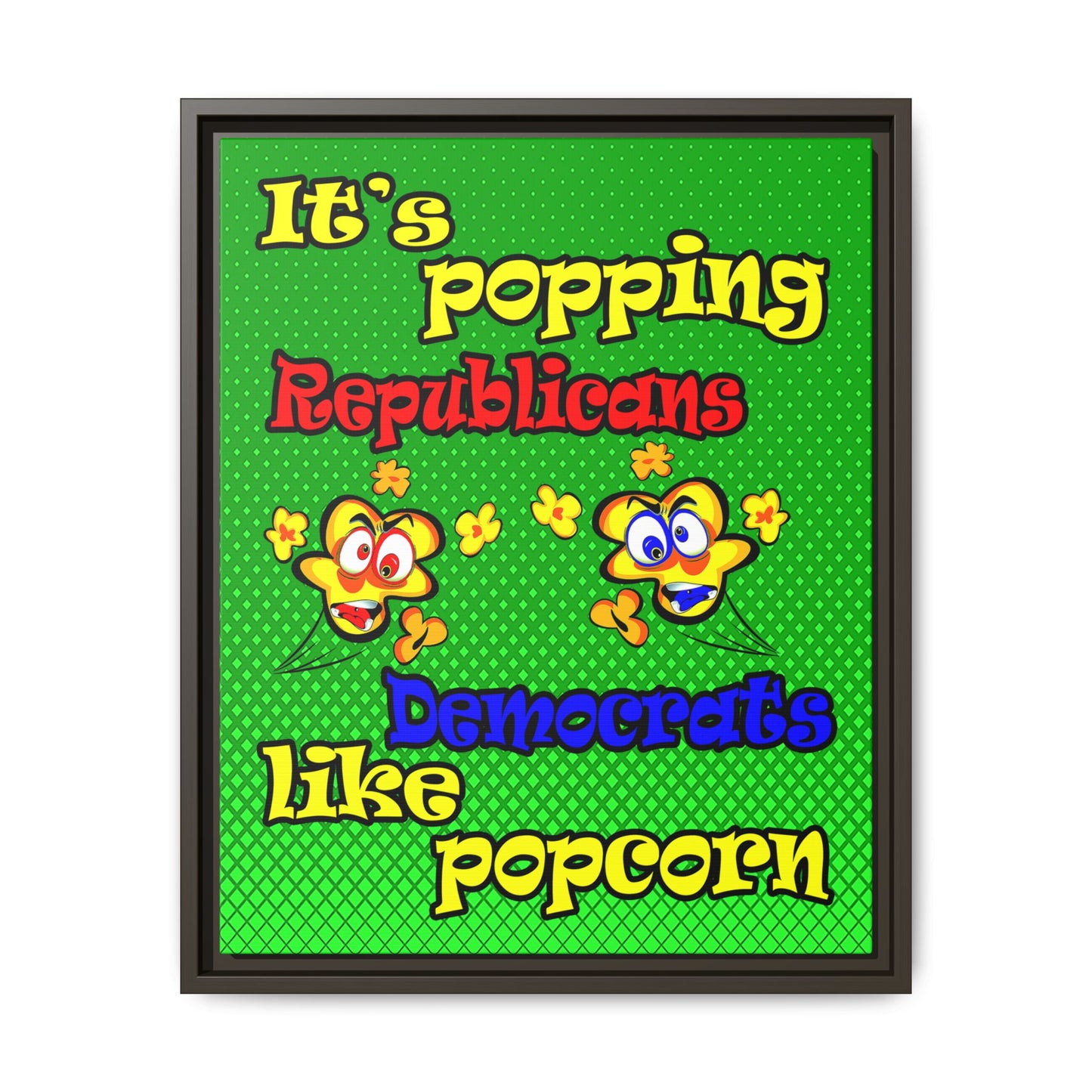 popping like popcorn - framed canvas art (logo green)