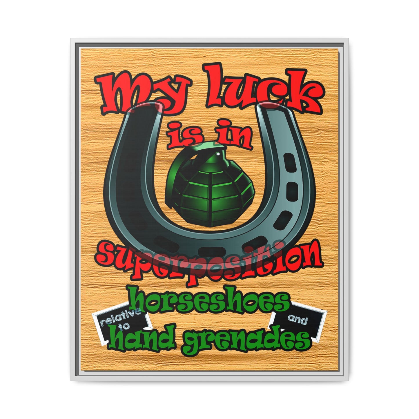 my luck - framed canvas art (butterscotch wood finish)