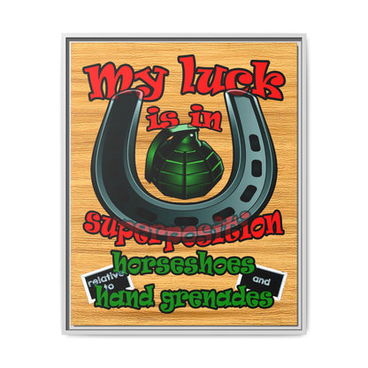my luck - framed canvas art (butterscotch wood finish)