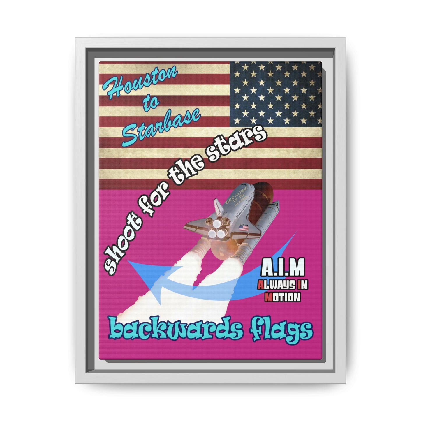 shoot for the stars - framed canvas art (pink)