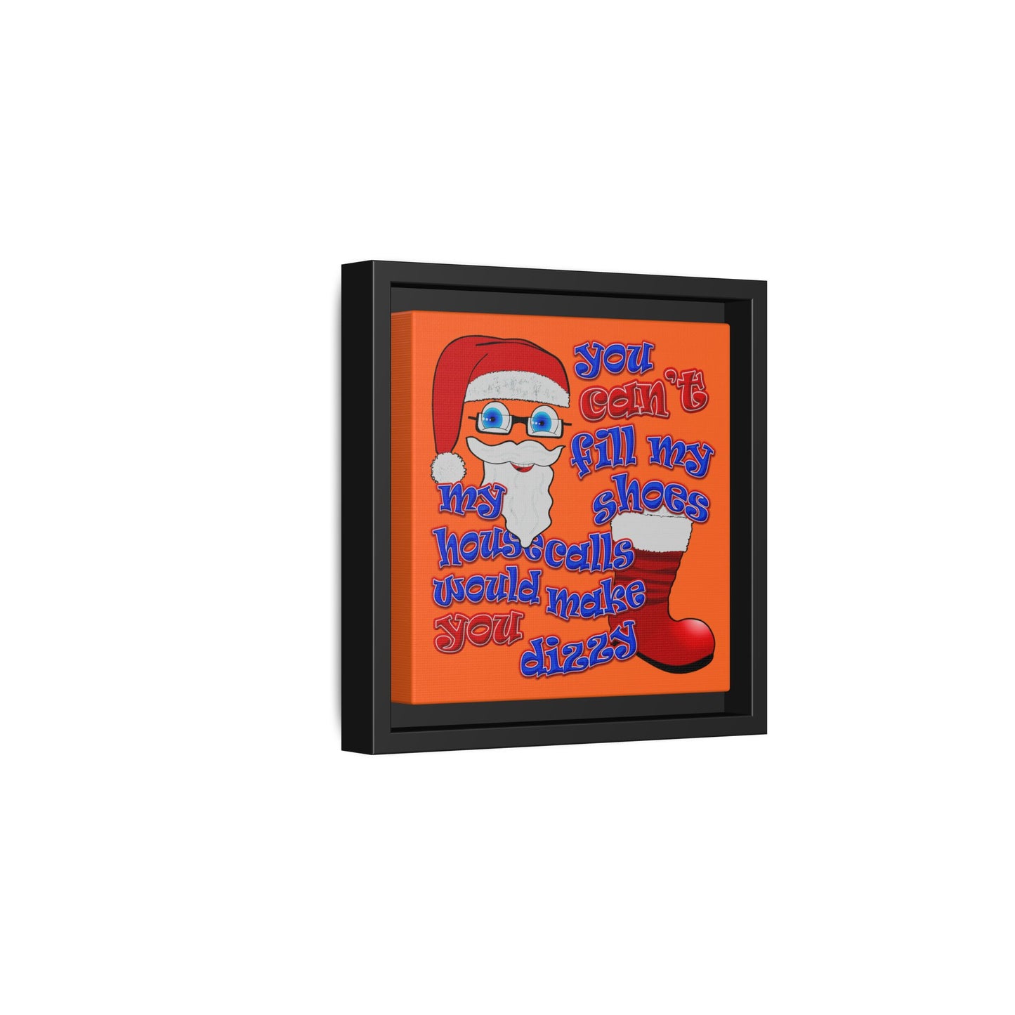 santa's shoes - framed canvas art (orange)