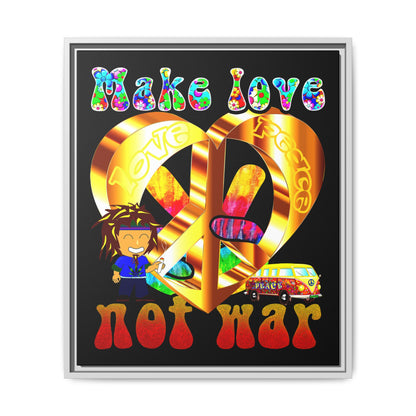 love peace - framed canvas art (black)