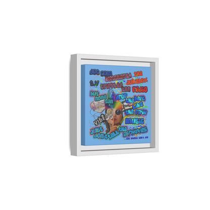 drop the beat - framed canvas art (light blue)