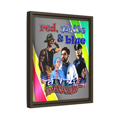 rw&b lives matter - framed canvas art (rainbow split)