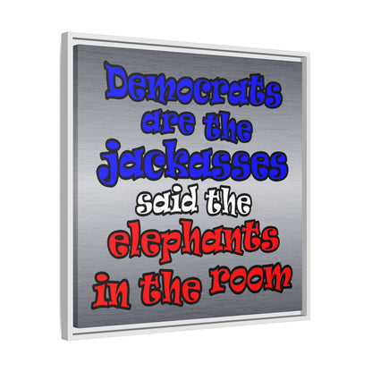 donkeys and elephants - framed canvas art (brushed nickel)