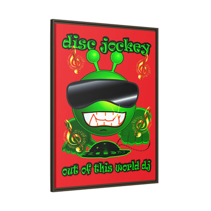 disc jockey - framed canvas art (red)