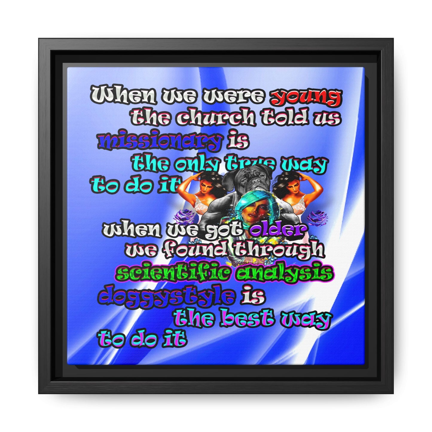 doggystyle - framed canvas art (blue-white wave)