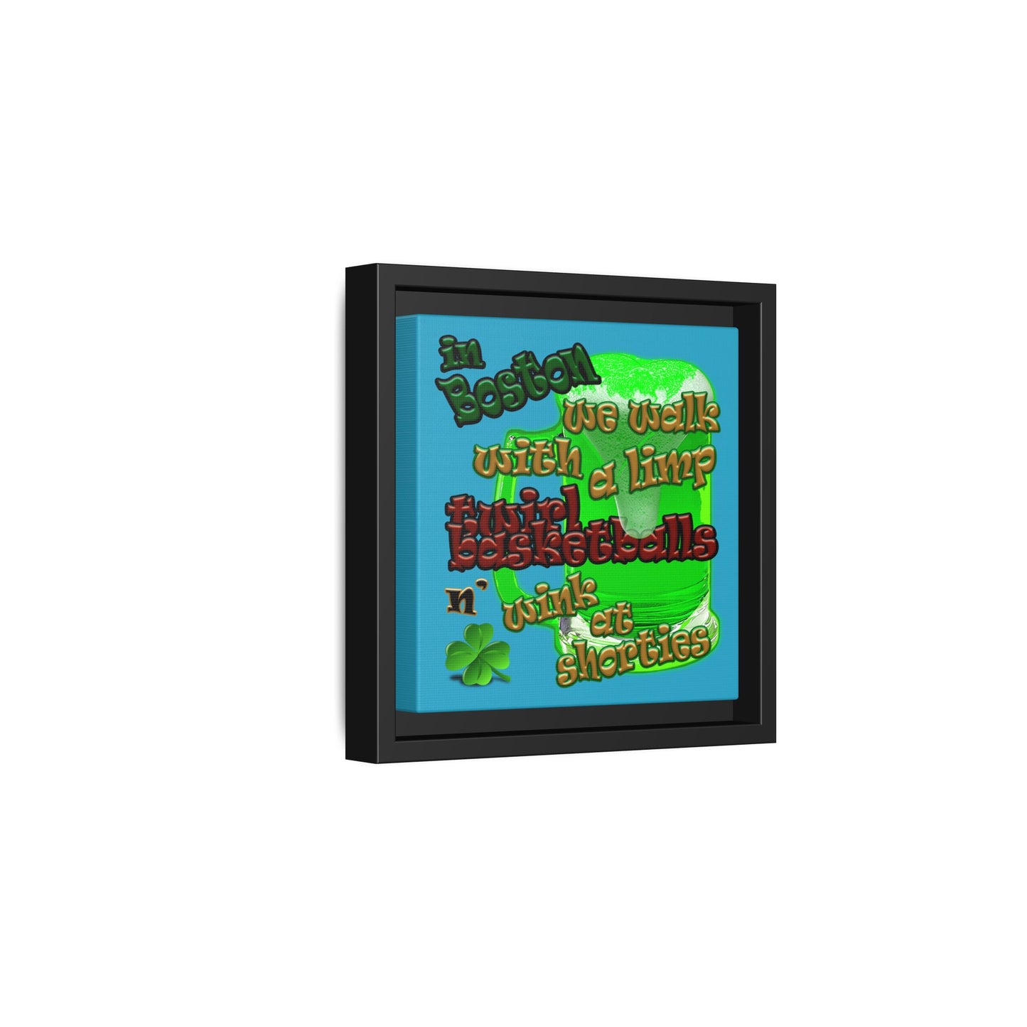 celtics logo - framed canvas art (turquoise)