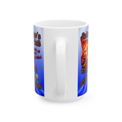 schrodinger's cat - White Mug (blue-white wave)