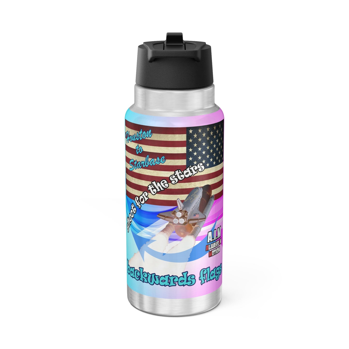 shoot for the stars - Gator Tumbler, 32oz (light blue-pink wave)