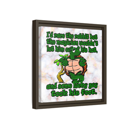 turtle race - framed canvas art (white marble)