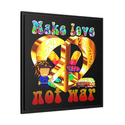 love peace - framed canvas art (black)