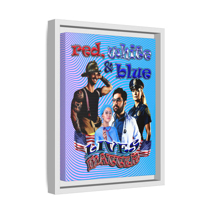 rw&b lives matter - framed canvas art (light blue-purple wave)