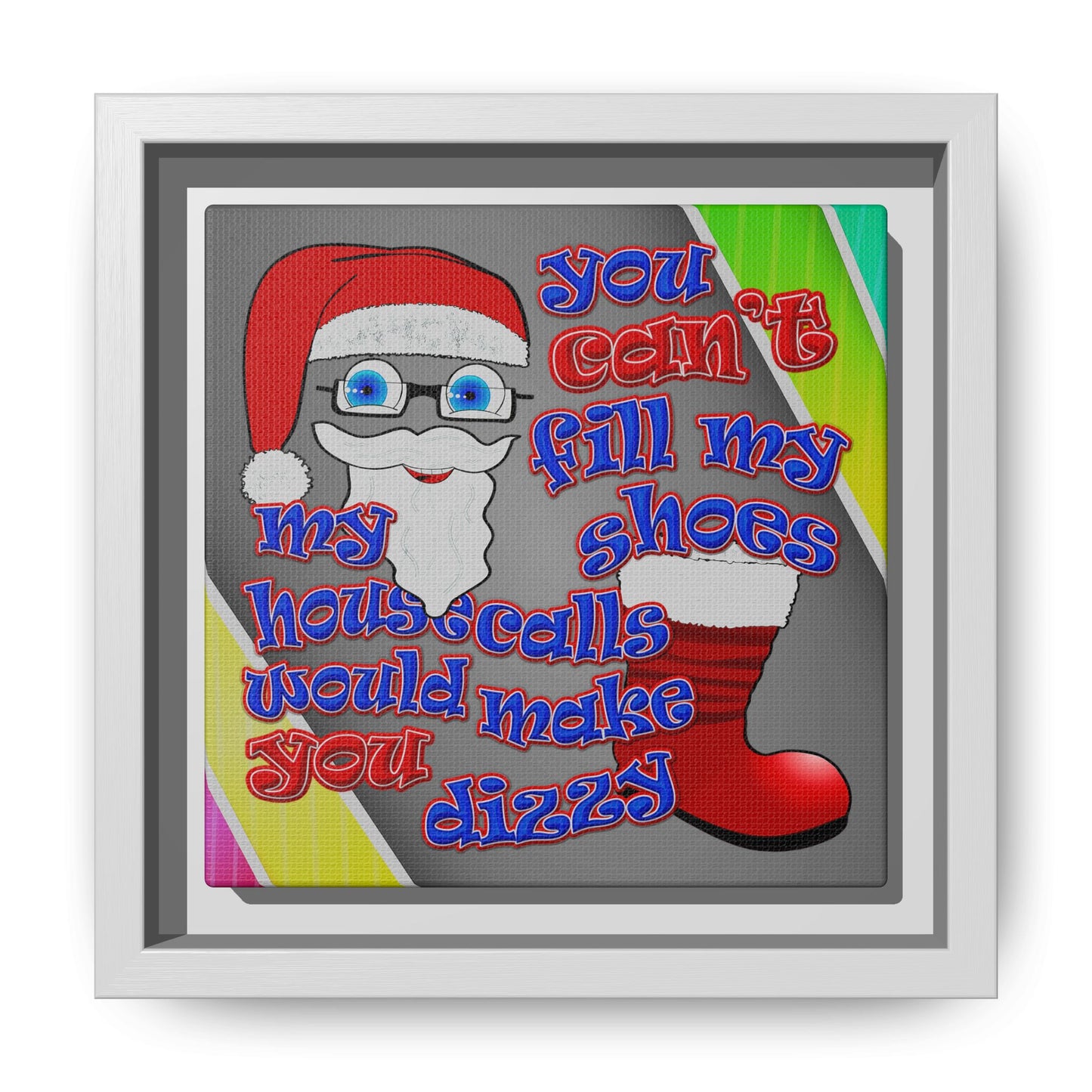 santa's shoes - framed canvas art (rainbow split)