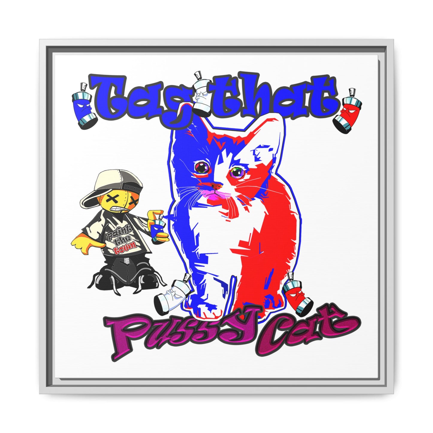 tag that - framed canvas art (white)