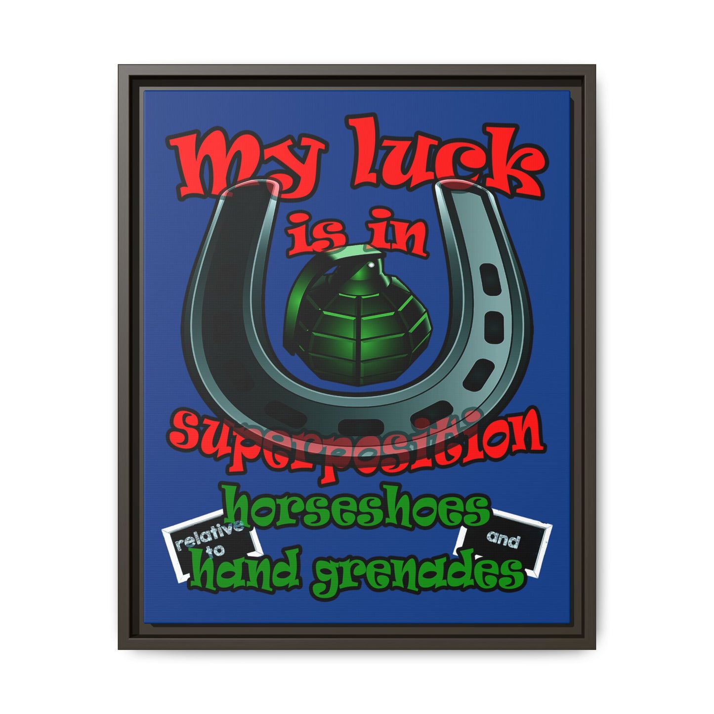 my luck - framed canvas art (dark blue)