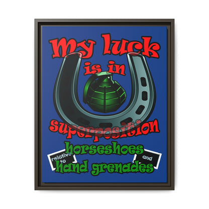 my luck - framed canvas art (dark blue)