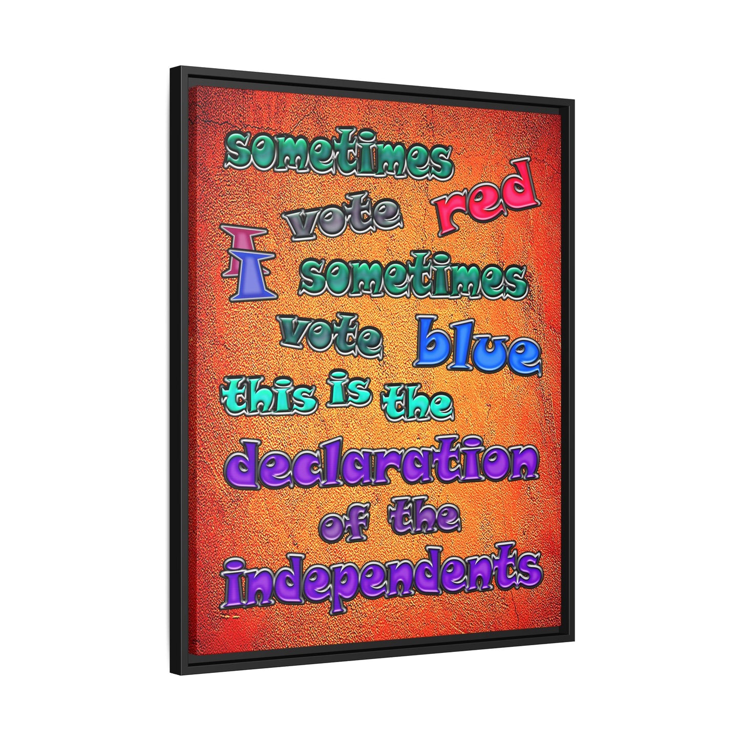 declaration of the independents - framed canvas art (burnt orange)