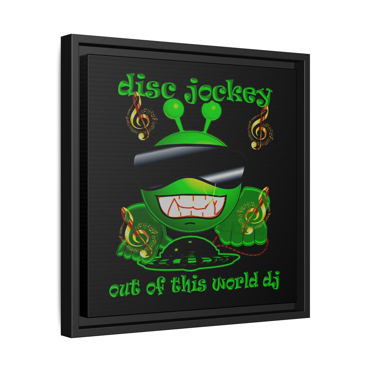 disc jockey - framed canvas art (black)