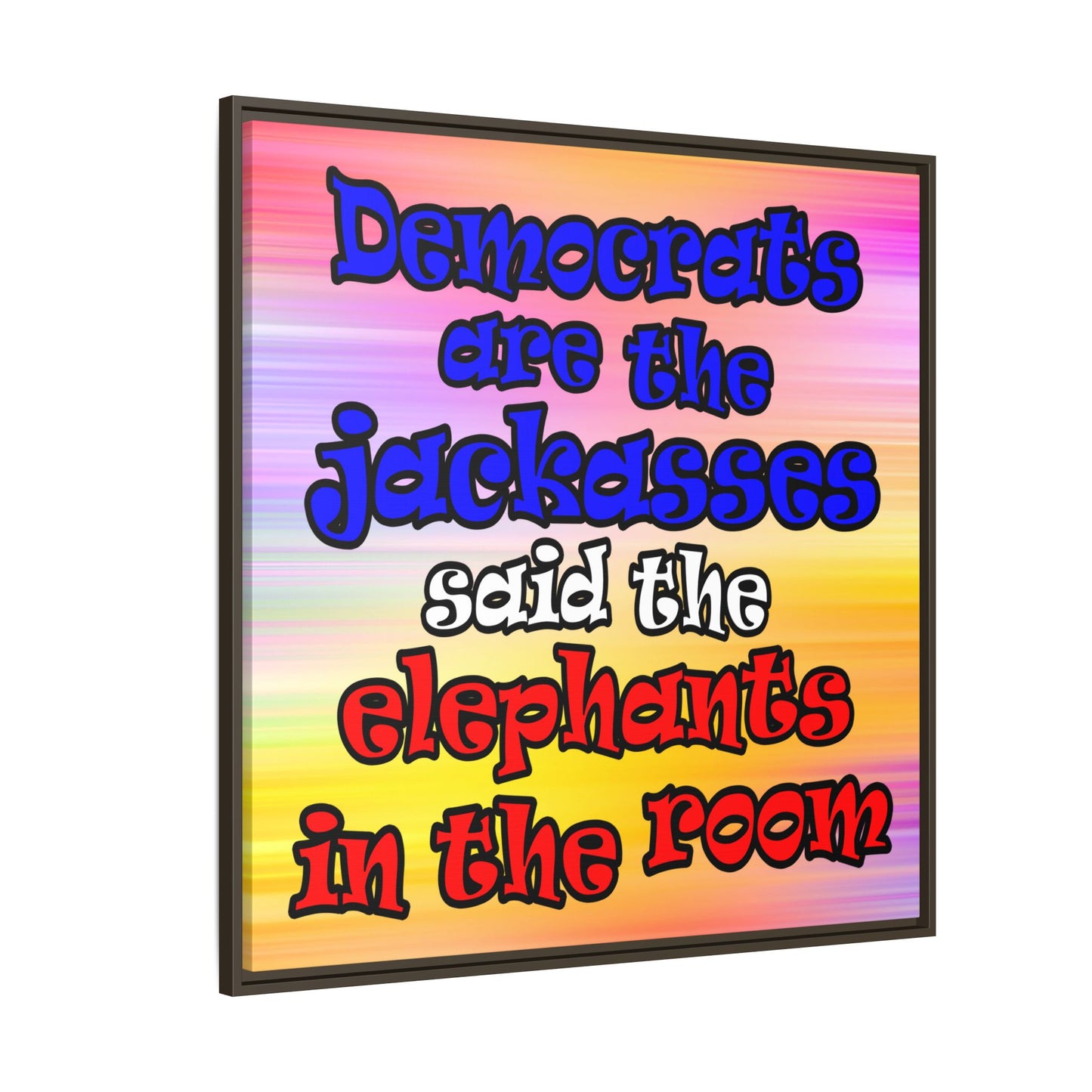 donkeys and elephants - framed canvas art (color blur)