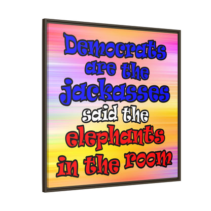 donkeys and elephants - framed canvas art (color blur)