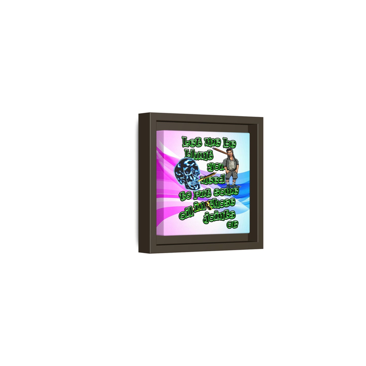 og - framed canvas art (light blue-pink wave)