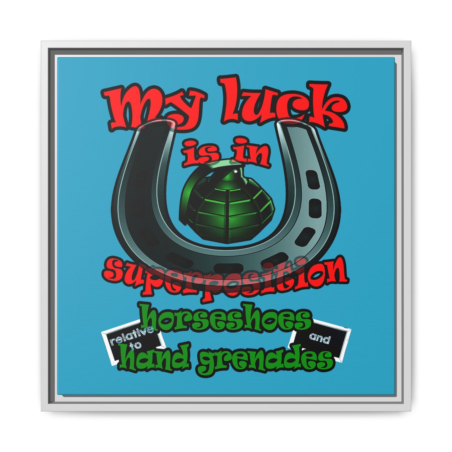my luck - framed canvas art (turquoise)