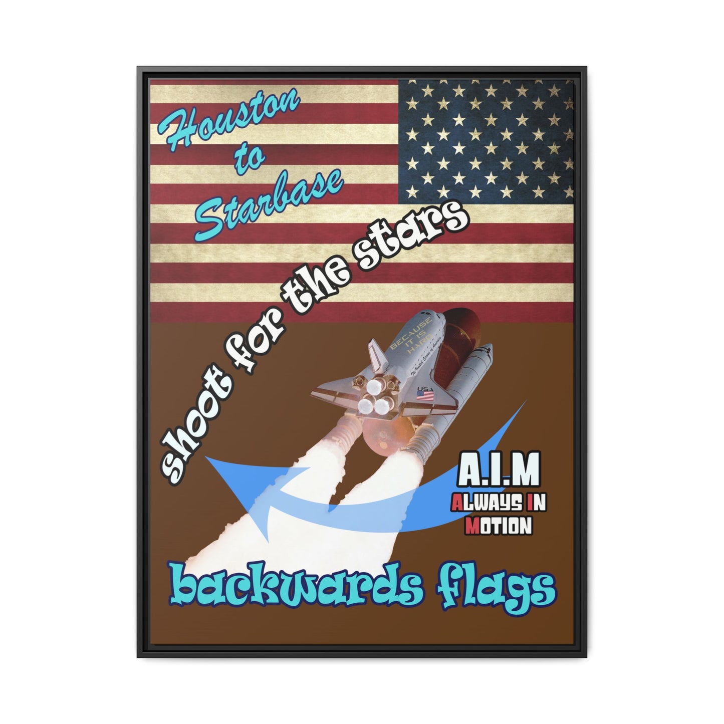 shoot for the stars - framed canvas art (brown)