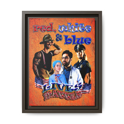 rw&b lives matter - framed canvas art (burnt orange)