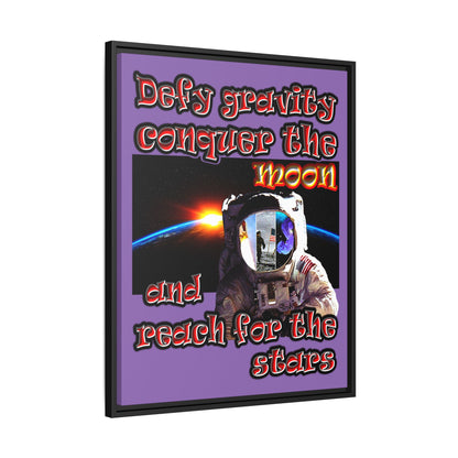 defy conquer reach - framed canvas art (light purple)