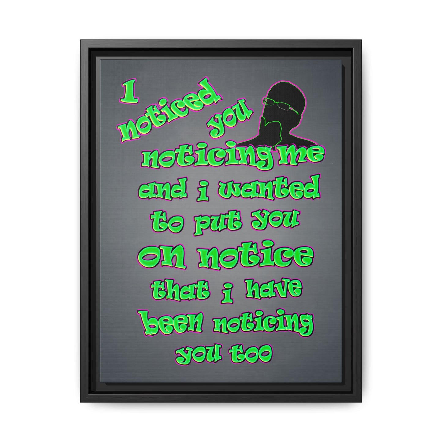 noticed you noticing - framed canvas art (grey-light grey)