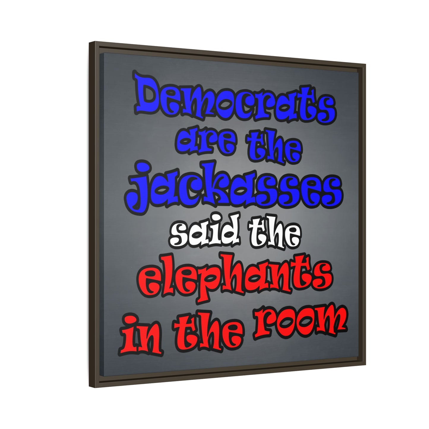 donkeys and elephants - framed canvas art (grey-light grey)