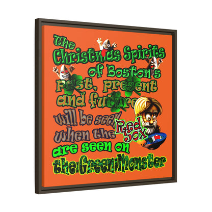 christmas spirits of boston - framed canvas art (orange)