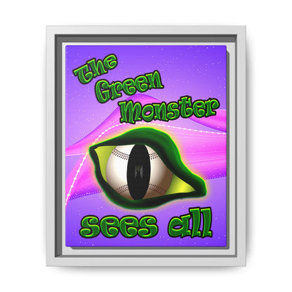green monster - framed canvas art (purple-pink wave)