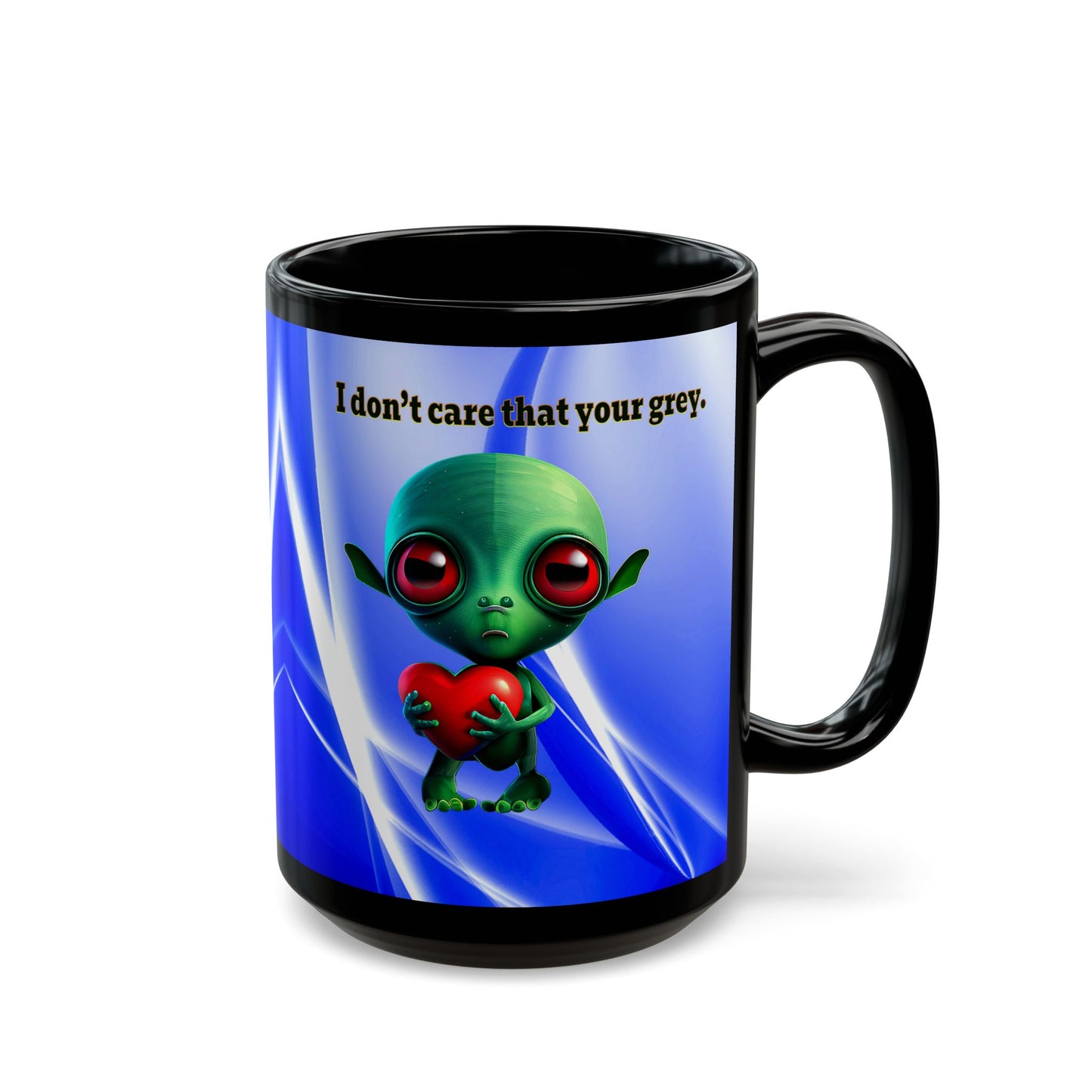 I don't care that your grey - Black Mug (blue-white wave)