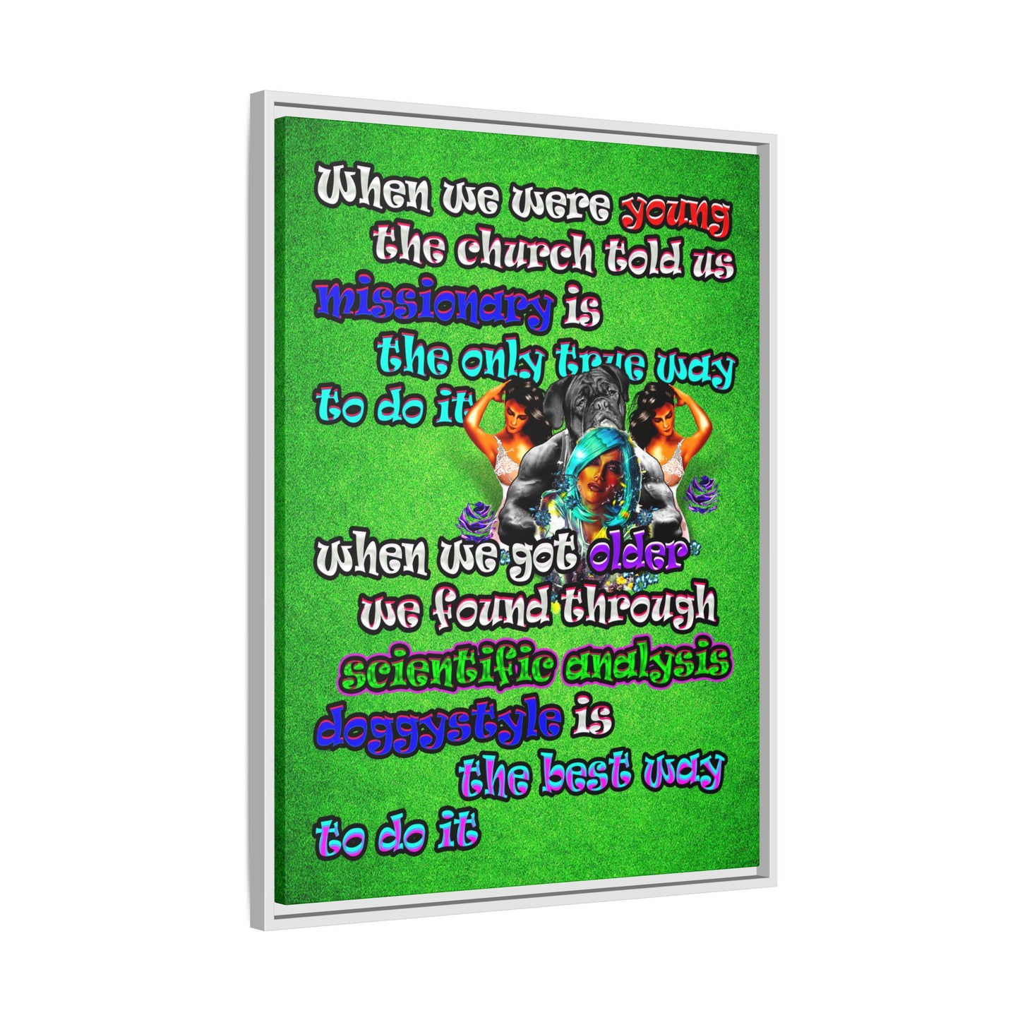 doggystyle - framed canvas art (green turf)