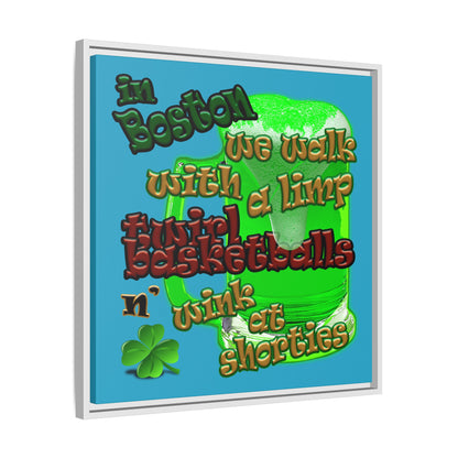 celtics logo - framed canvas art (turquoise)