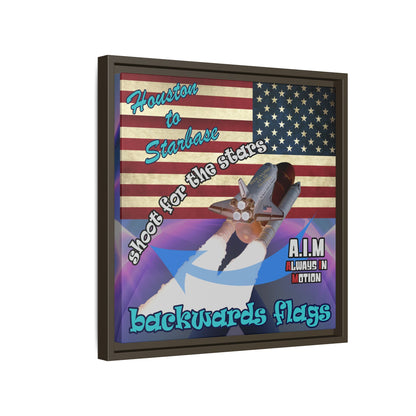 shoot for the stars - framed canvas art (grey-pink wave)